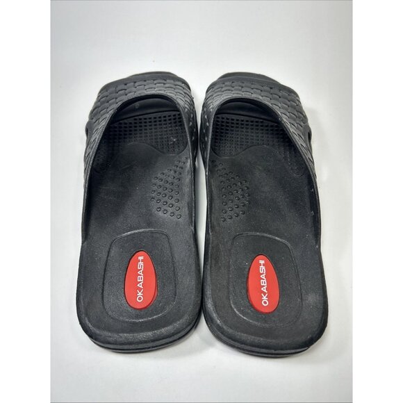 Nwt Men's size 10 Okabashi Coast Slides Sandals Weave USA MADE Black - Picture 4 of 4